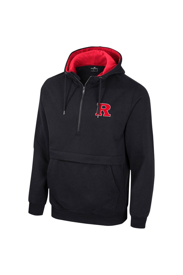 Men's Colosseum Black Rutgers Scarlet Knights Half-Zip Hoodie, Alternate, color, Black