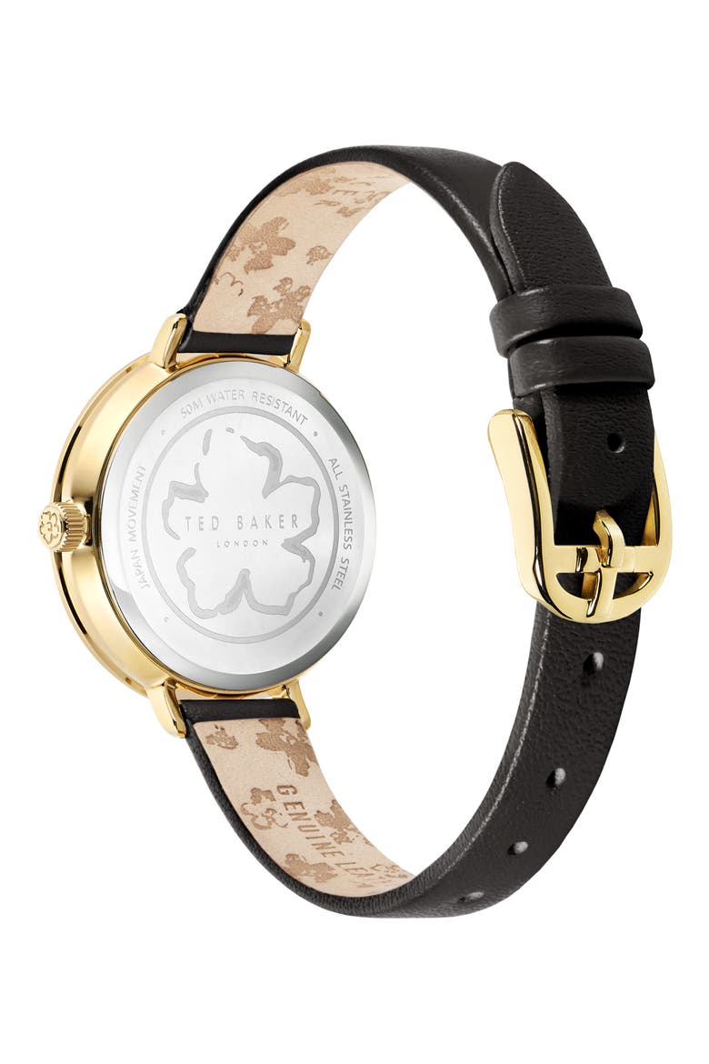 Ammy Magnolia 3H Leather Strap Watch, 34mm, Alternate, color, GOLD/ CREAM/ BLACK