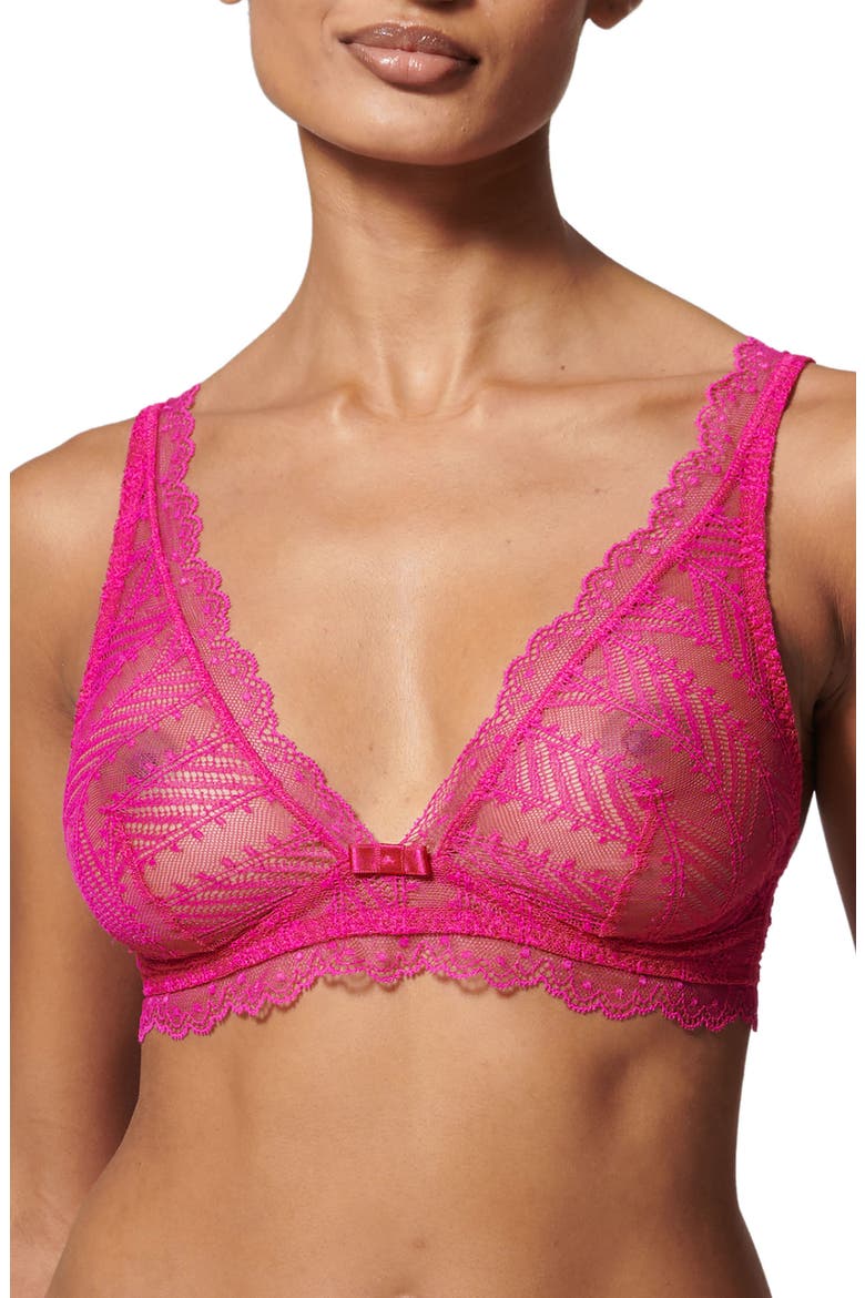 Canopee Triangle Lace Bralette, Main, color, HIBISCUS PINK