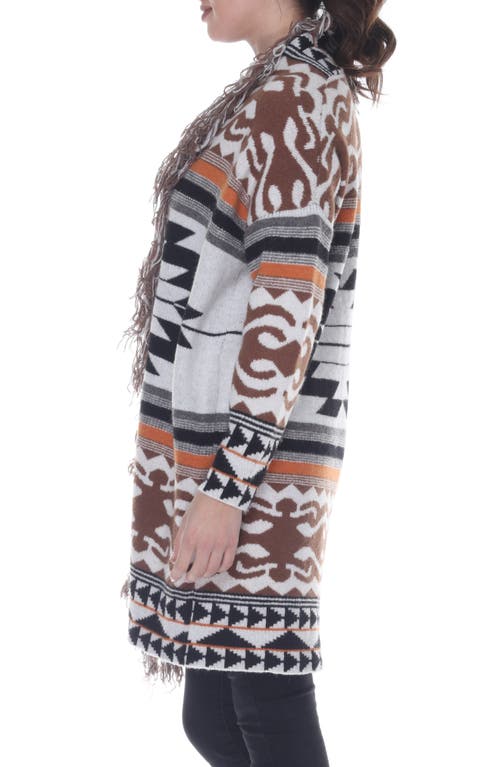 Rain And Rose Fringe Trim Longline Cardigan In Black