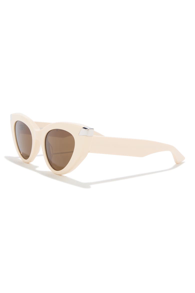 50mm Cat Eye Sunglasses, Alternate, color, IVORY IVORY BROWN