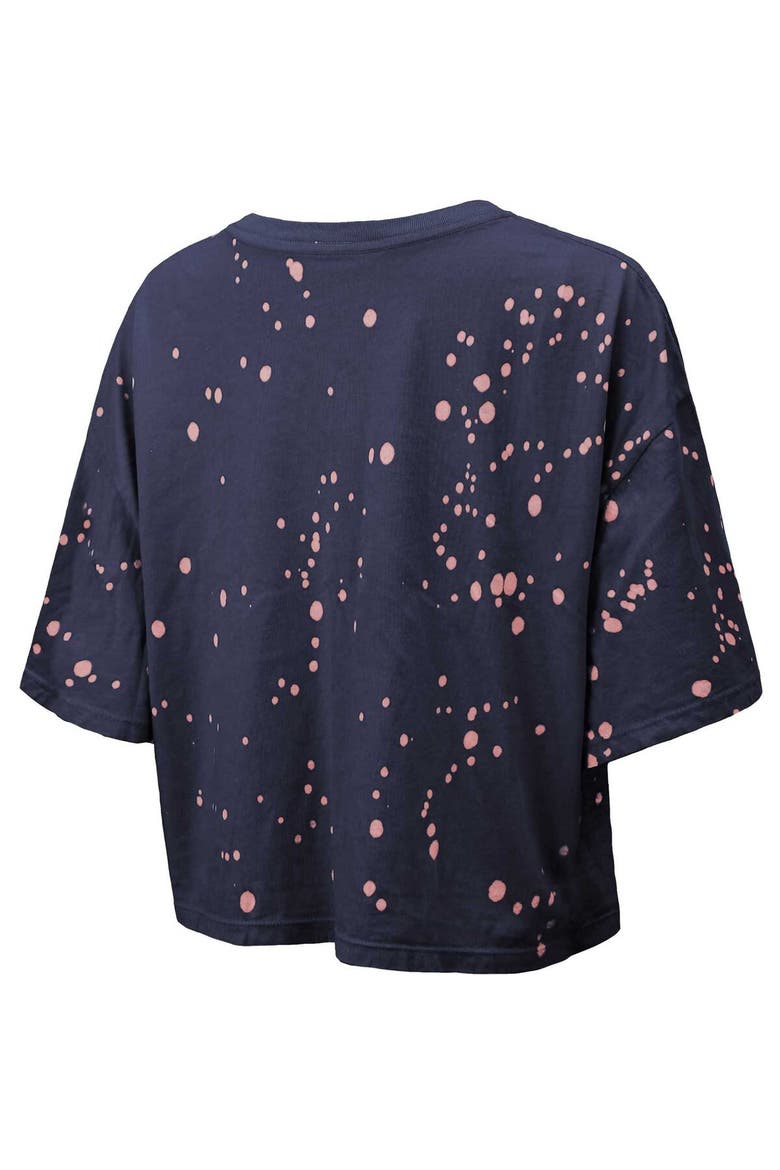 Women's Majestic Threads Navy Tennessee Titans Bleach Splatter Notch Neck Crop T-Shirt, Alternate, color, Navy