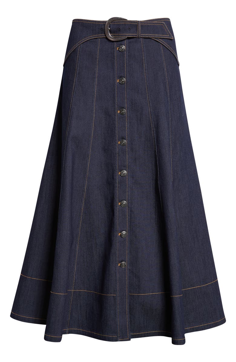 Cinq à Sept Briony Topstitch Detail Denim Skirt, Alternate, color, Indigo