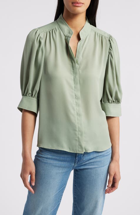 Green dress blouse best sale