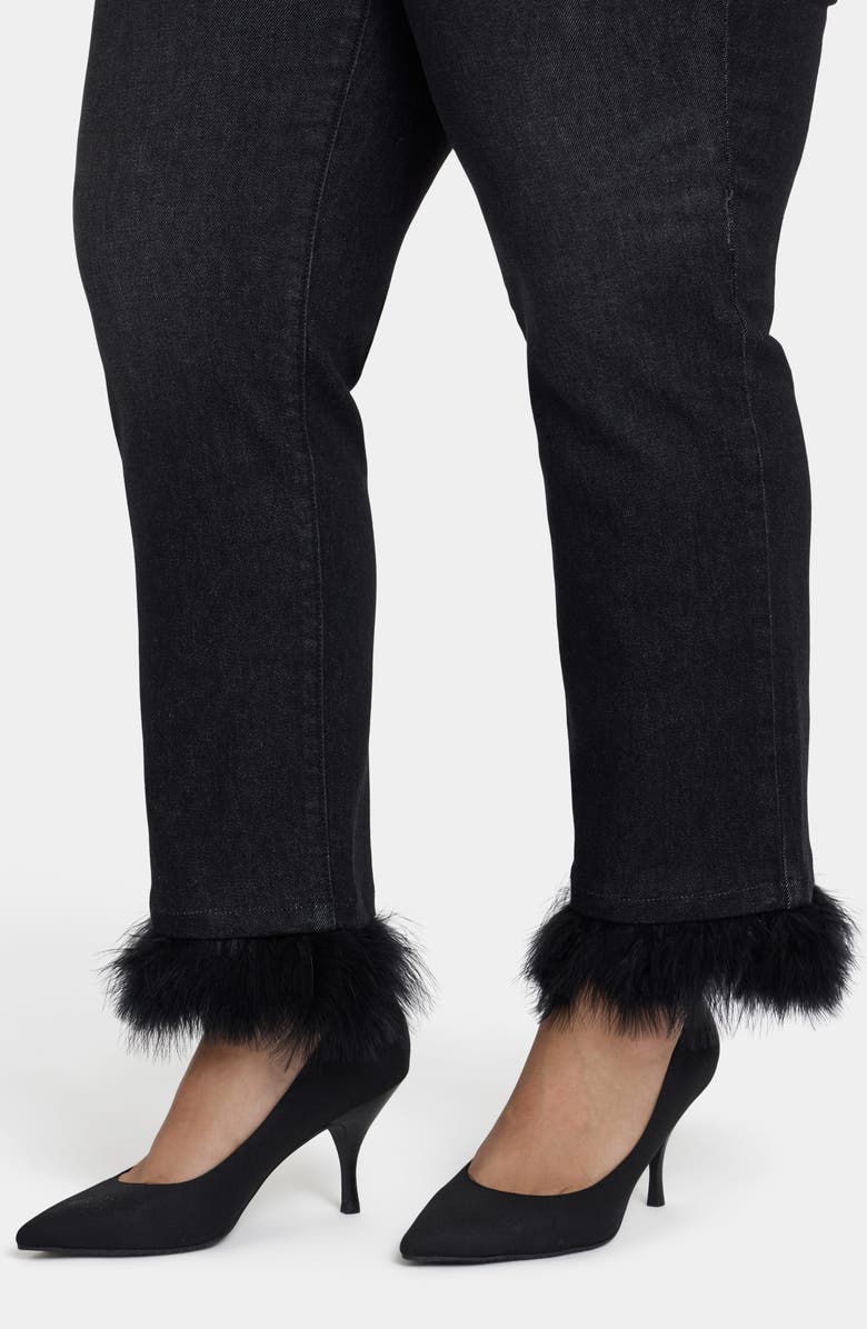 NYDJ Marilyn Feather Trim Ankle Straight Leg Jeans, Alternate, color, French Nightfall
