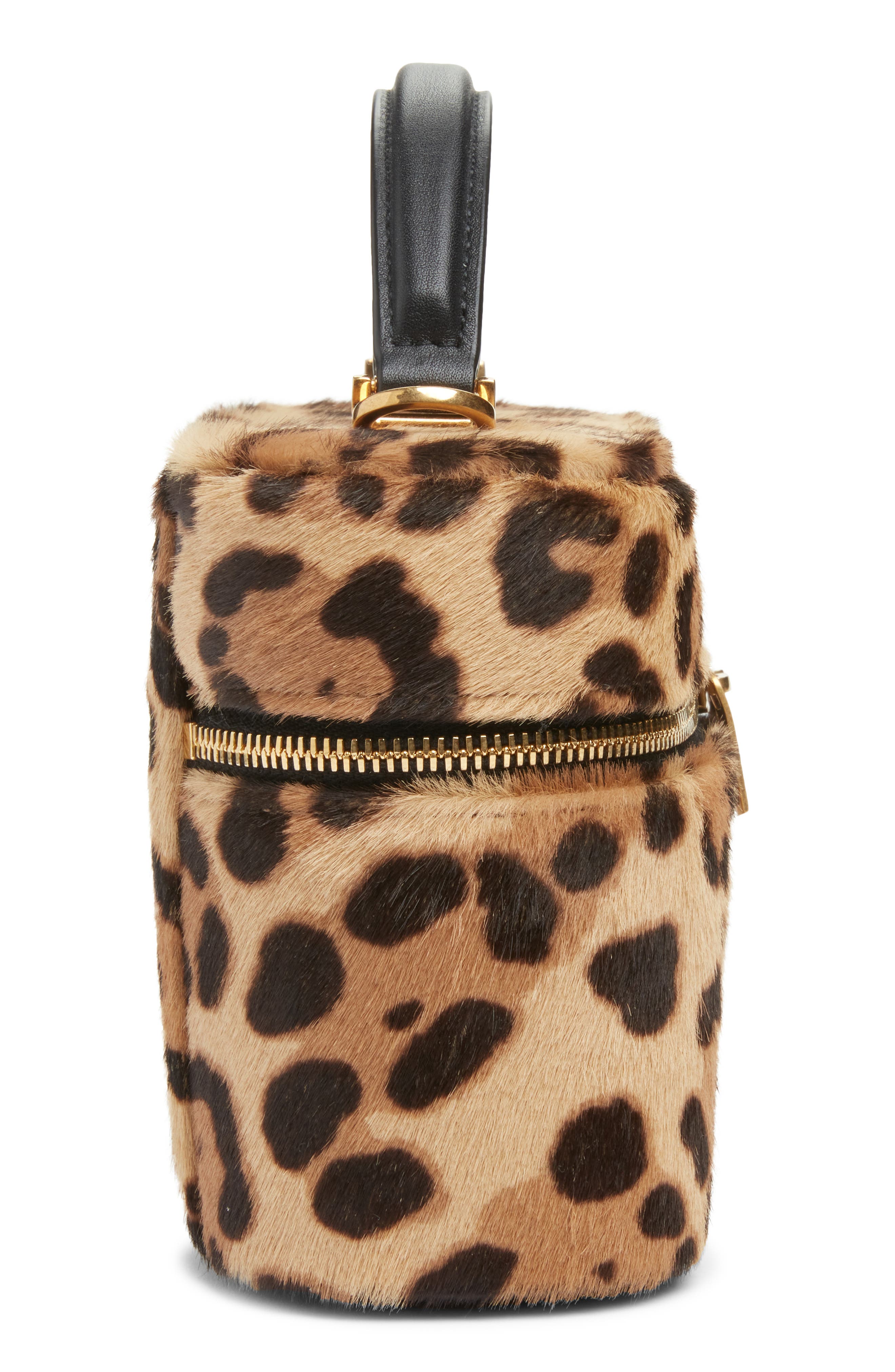 Saint Laurent Gaby Leopard Print Genuine Calf Hair Vanity Bag, Alternate, color, Brown/ Noir