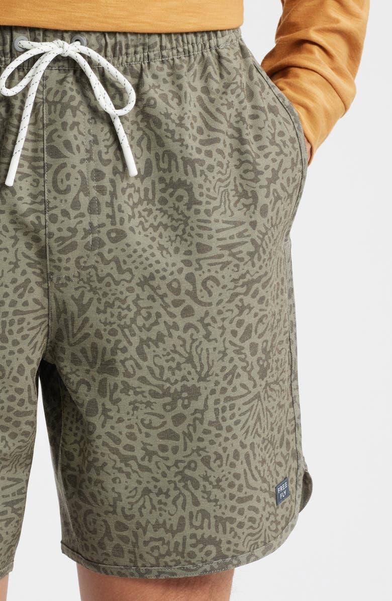 Free Fly Reverb Water Resistant Hybrid Performance Shorts, Alternate, color, Drifter Print - Fatigue