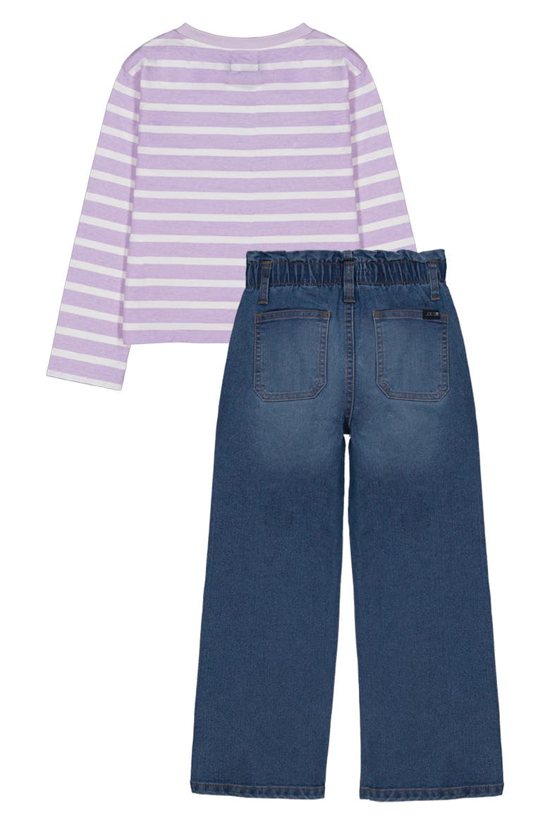 Stripe T Shirt & Paperbag Waist Jeans, Alternate, color, LAVENDER