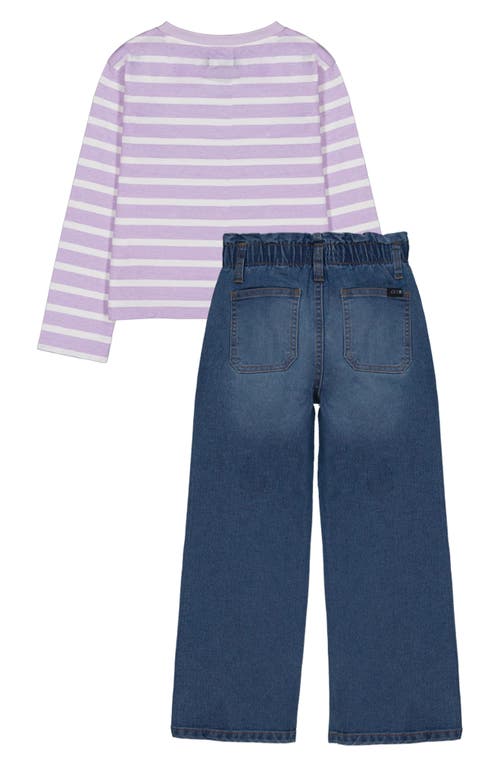 Joe's Jeans Stripe T-shirt & Straight Leg Jeans In Black
