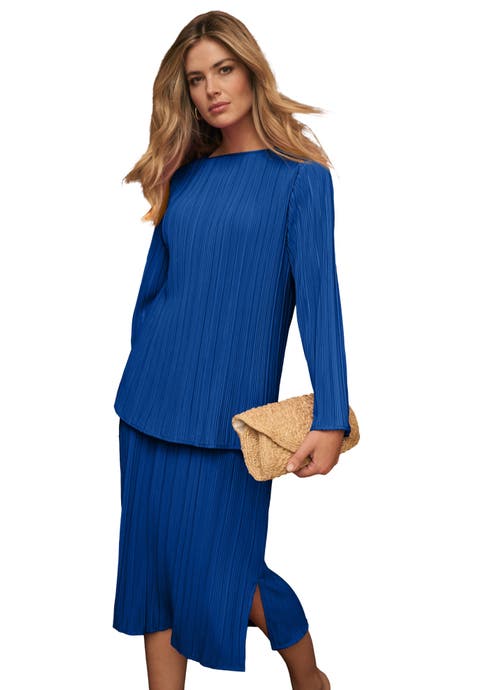 Plisse Boatneck Blouse (Plus)