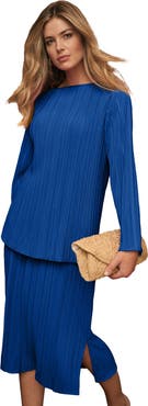 Jessica London Plisse Boatneck Blouse