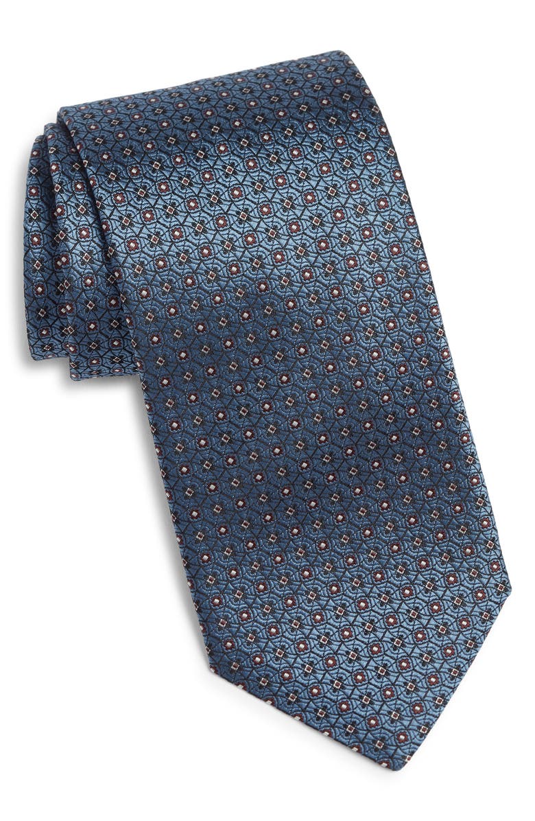 Canali Medallion Silk Tie, Main, color, Light Blue