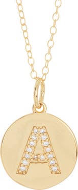 Adornia Water Resistant Cubic Zirconia Initial Disc Pendant Necklace