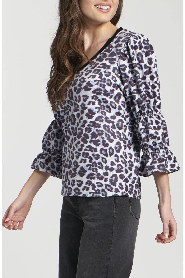 Geo Print V-Neck Shirt, Alternate, color, SILVER GREY