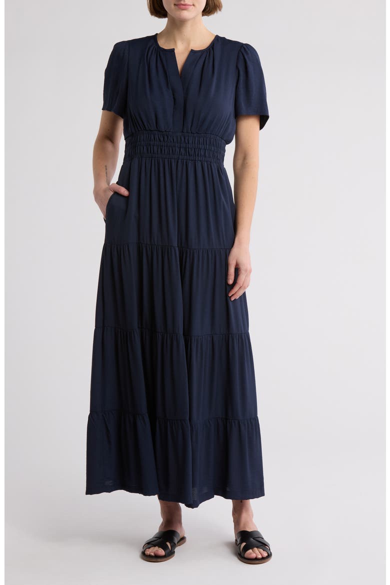 Rio Crepe Maxi Dress, Main, color, NAVY BLAZER