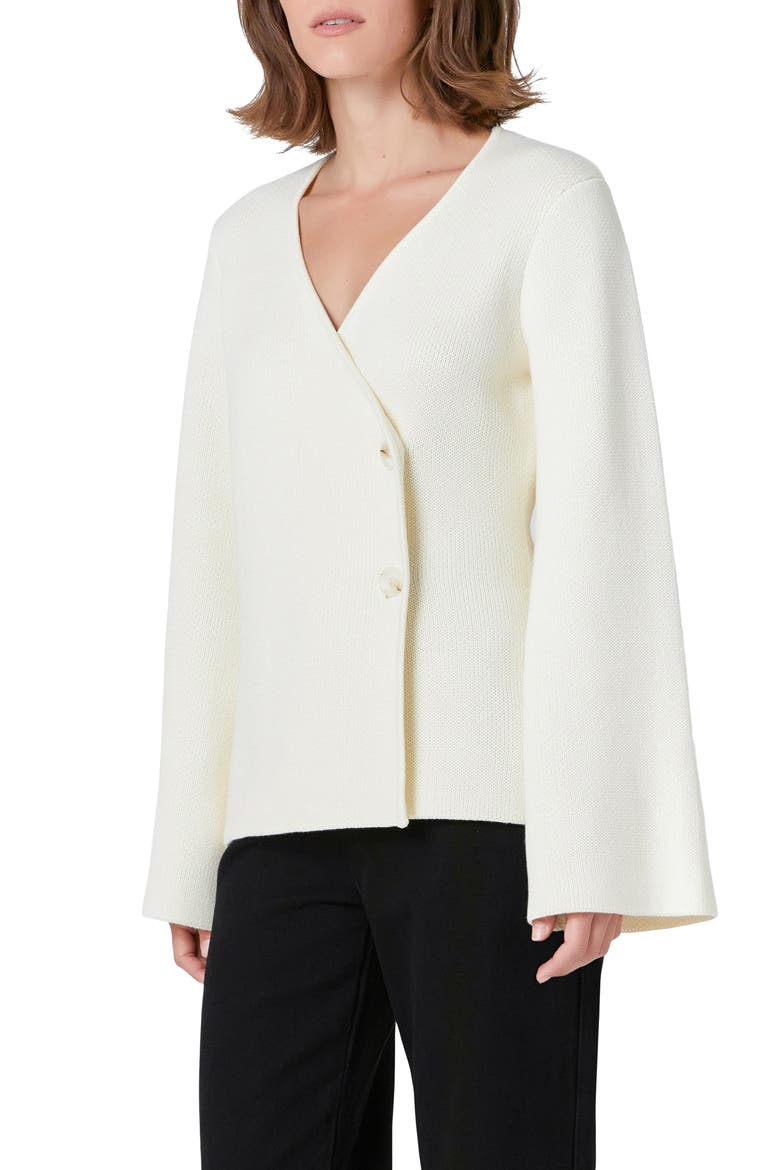 Wrap Look Cardigan, Alternate, color, IVORY