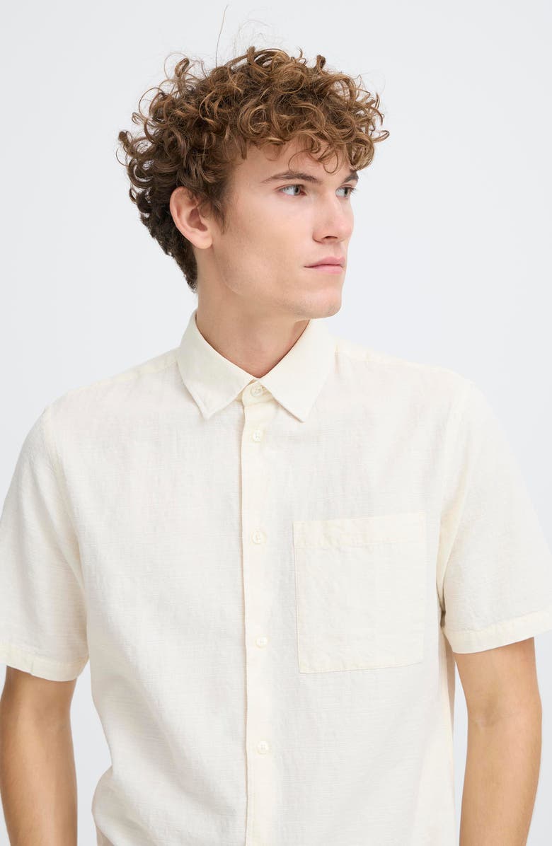 CASUAL FRIDAY Regular Fit Short Sleeve Button-Up Shirt, Alternate, color, Snow White