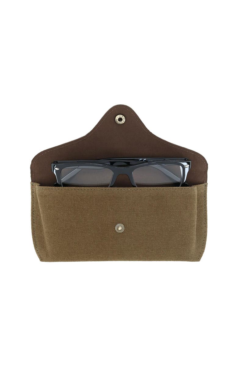 Trafalgar Charing Cross Leather and Canvas Snap Glasses Case, Alternate, color, 