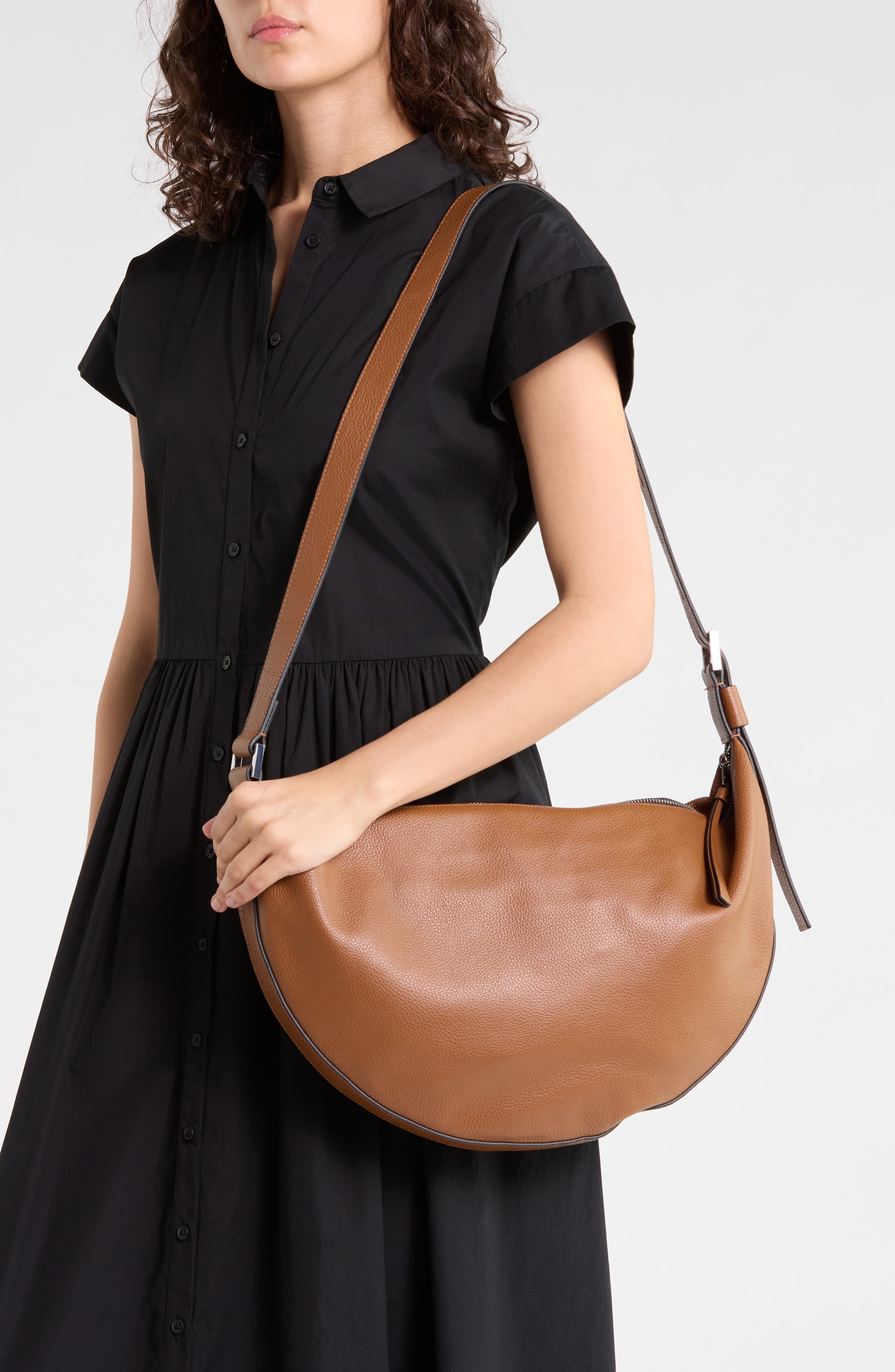 AllSaints Half Moon Leather Shoulder Bag (Women) | Nordstromrack