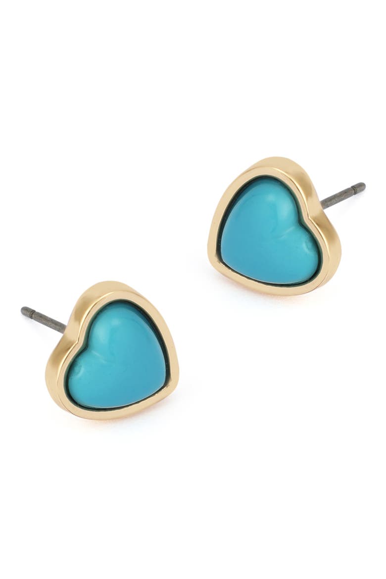 Heart Stud Earrings, Alternate, color, TURQUOISE