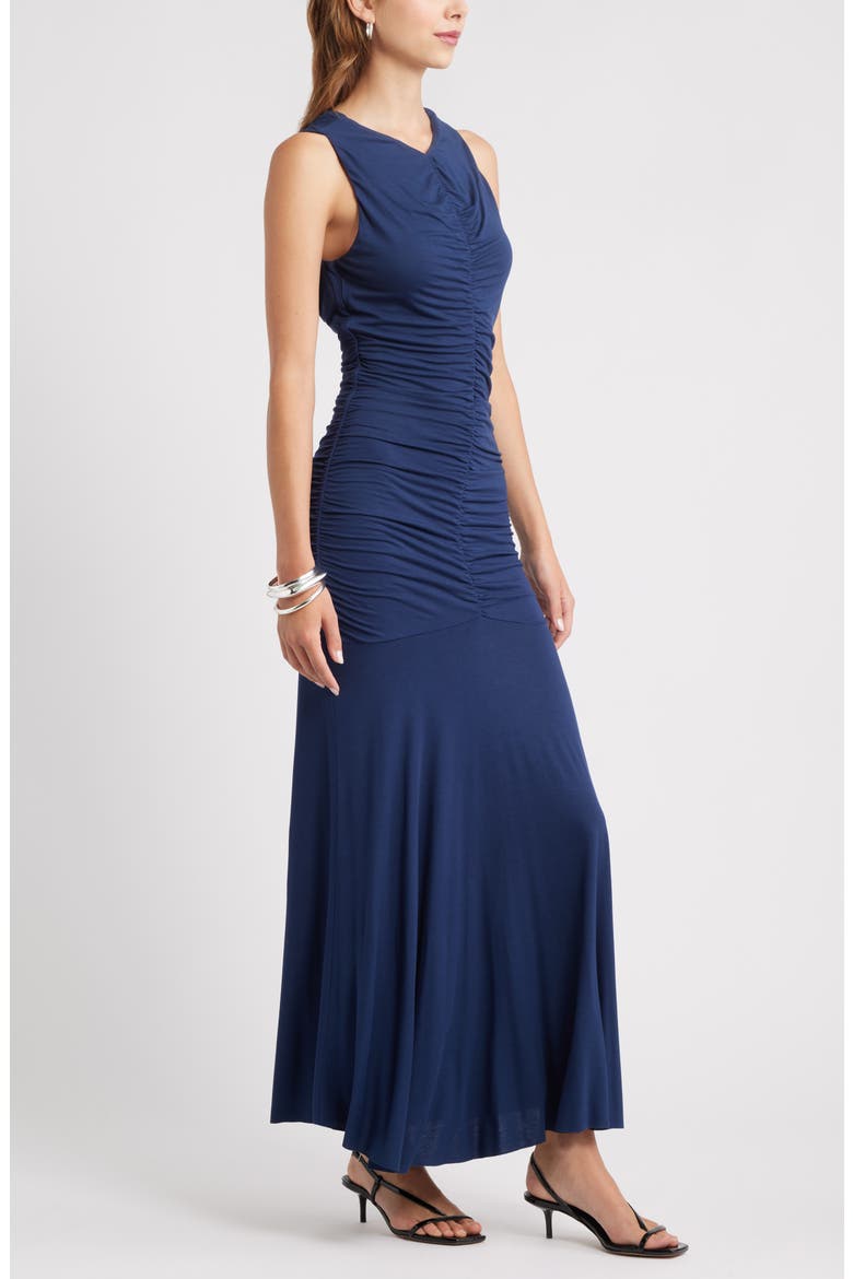 Ruched Sleeveless Maxi Dress, Alternate, color, NAVY IRIS