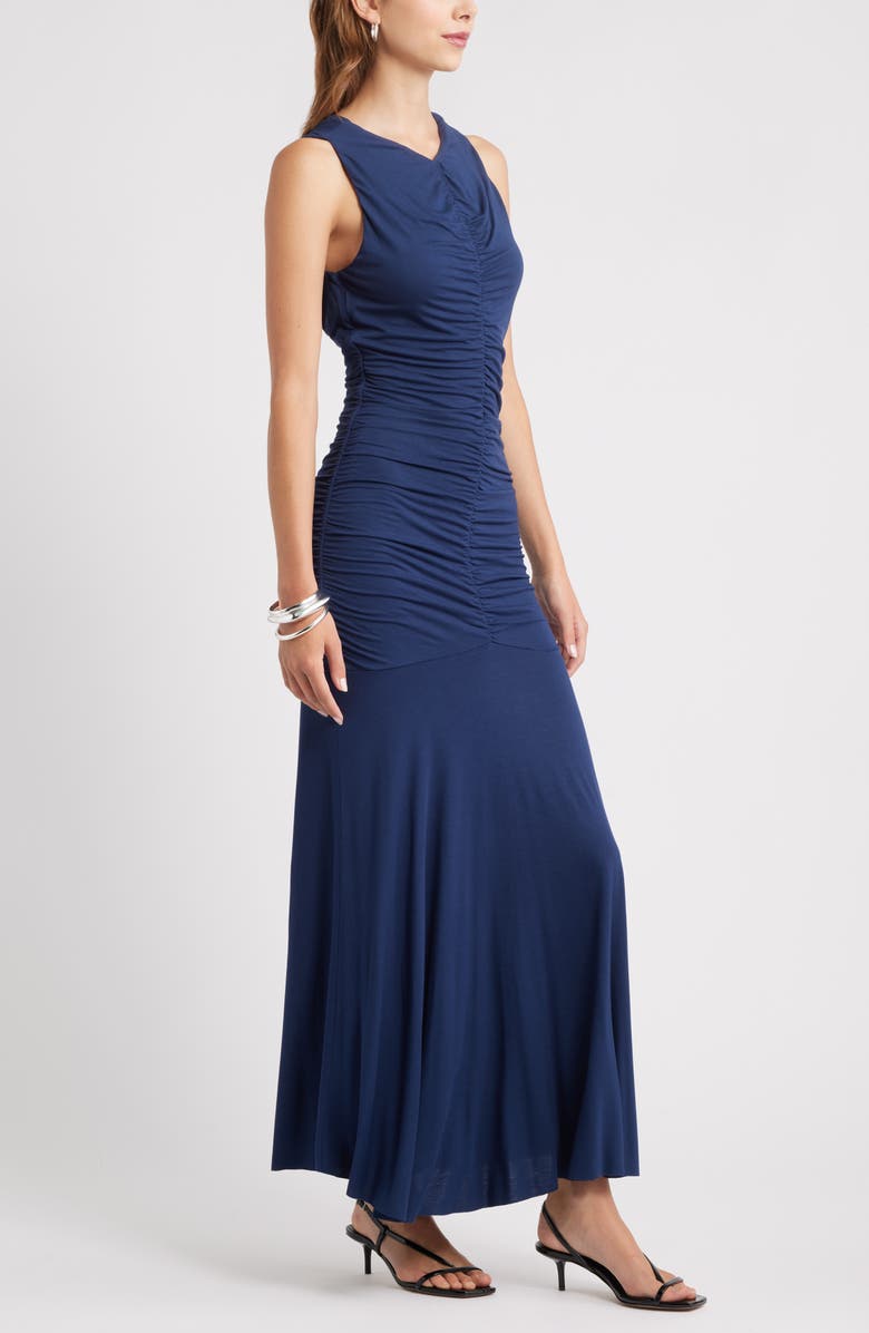 Open Edit Ruched Sleeveless Maxi Dress, Alternate, color, Navy Iris