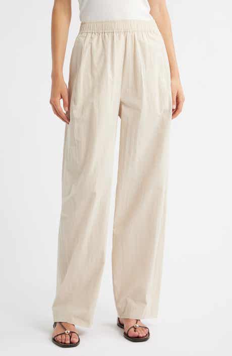MANGO Pull-On Wide Leg Woven Cotton Pants