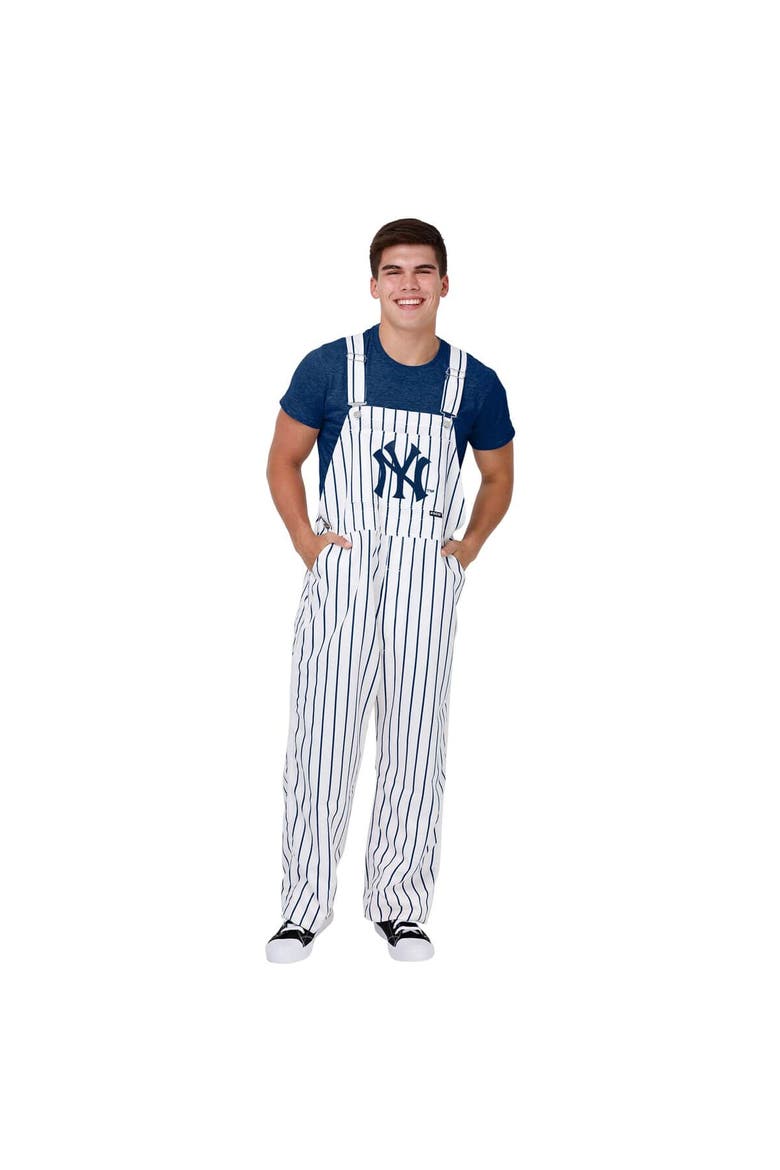 Men's FOCO  White New York Yankees Pinstripe Bib Overalls, Alternate, color, White