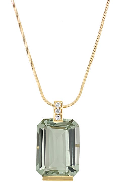 Iris Emerald Cut Prasiolite & Diamond Pendant Necklace (Online Trunk Show)