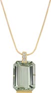 Bony Levy Iris Emerald Cut Prasiolite & Diamond Pendant Necklace