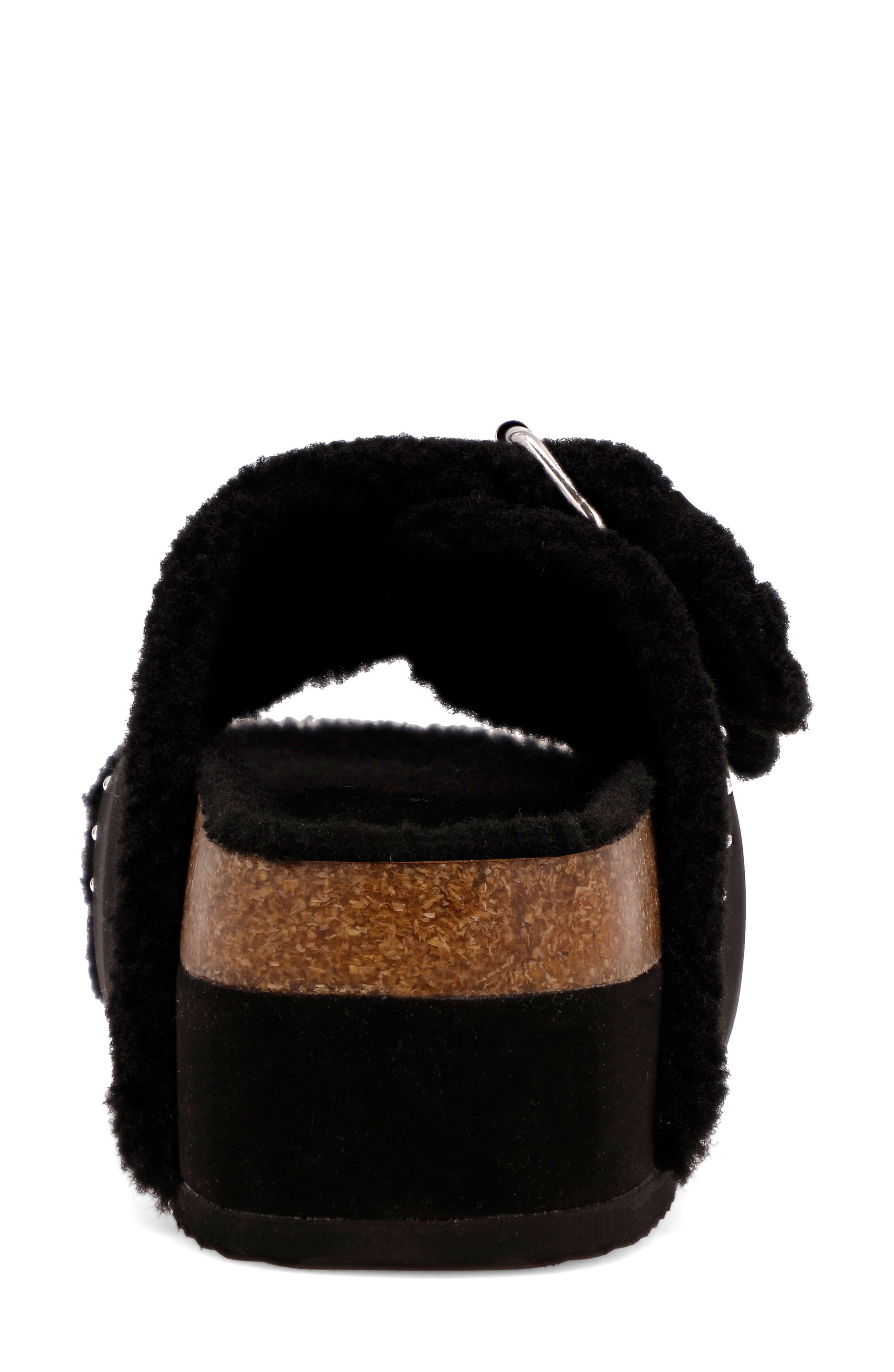 MIA Brookie Faux Shearling Platform Slide Sandal, Alternate, color, Black