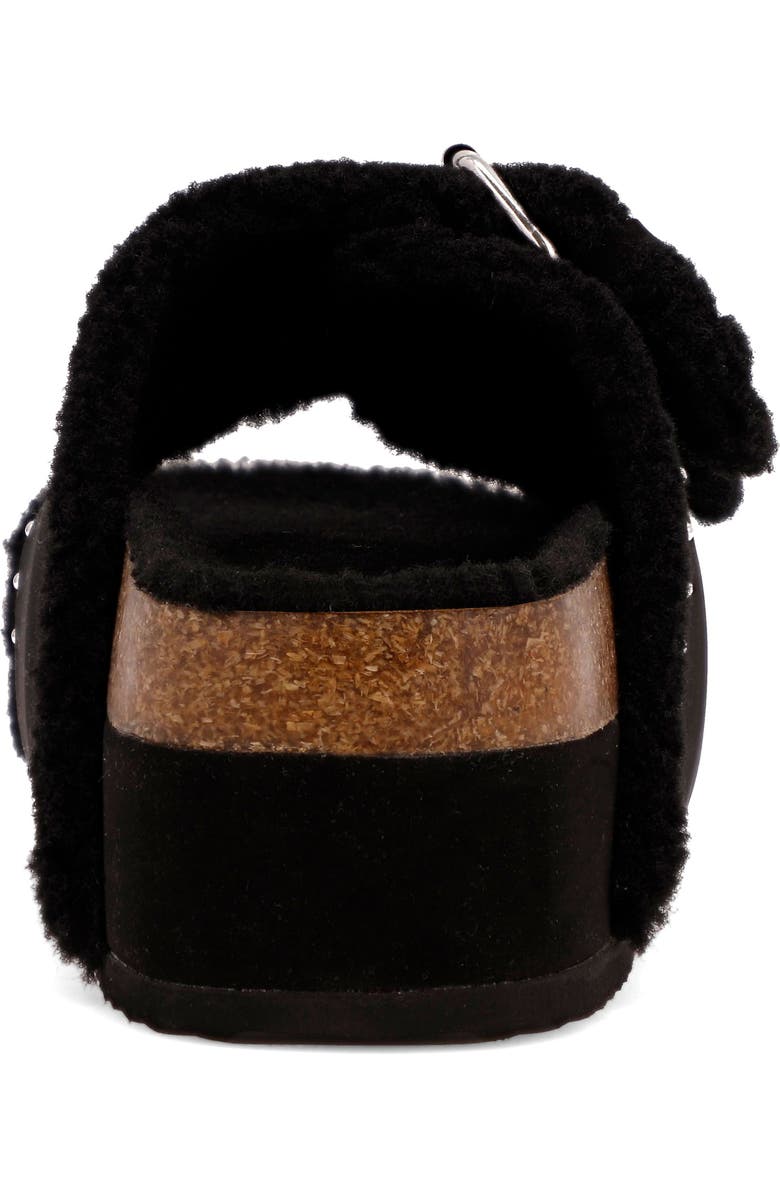 MIA Brookie Faux Shearling Platform Slide Sandal, Alternate, color, Black