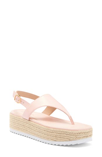 Stuart Weitzman Mel Leather Espadrille Flatform Sandal In Rosewater