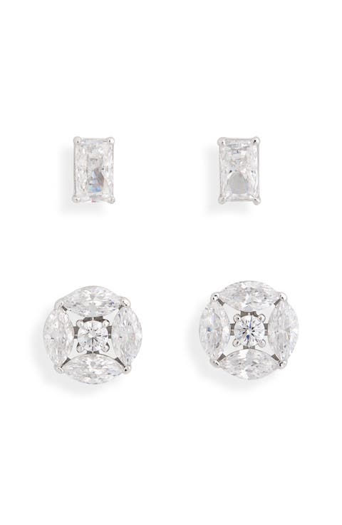Set of 2 Cubic Zirconia Stud Earrings