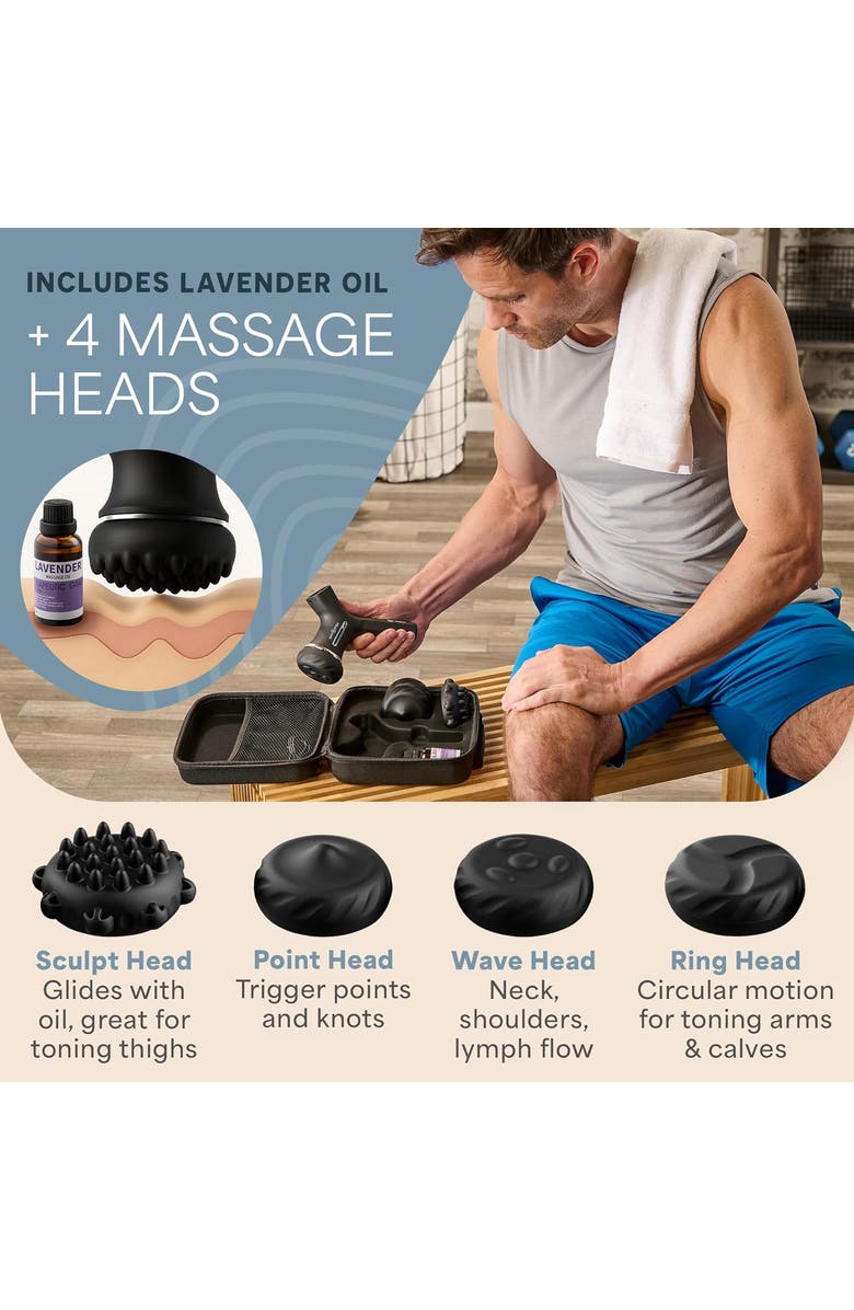 Lifepro Spinergy Oil-Compatible Lymphatic Drainage Massage Gun Rotary Deep Tissue Massager Gun, Alternate, color, Blue