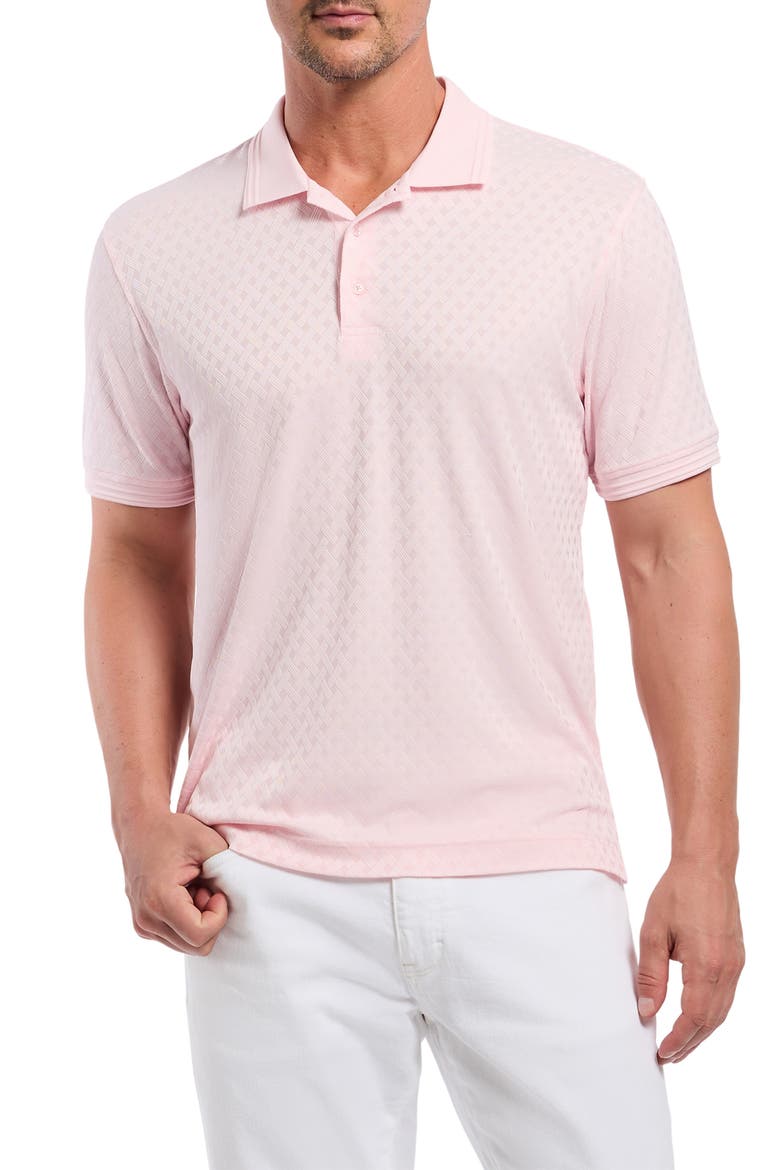 Elias Basket Weave Jacquard Knit Polo, Main, color, PINK
