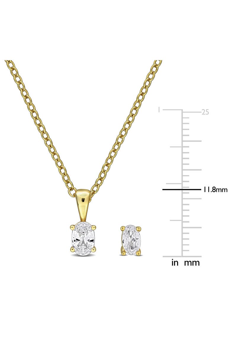 Cubic Zirconia Stud Earrings & Necklace Set, Alternate, color, GOLD
