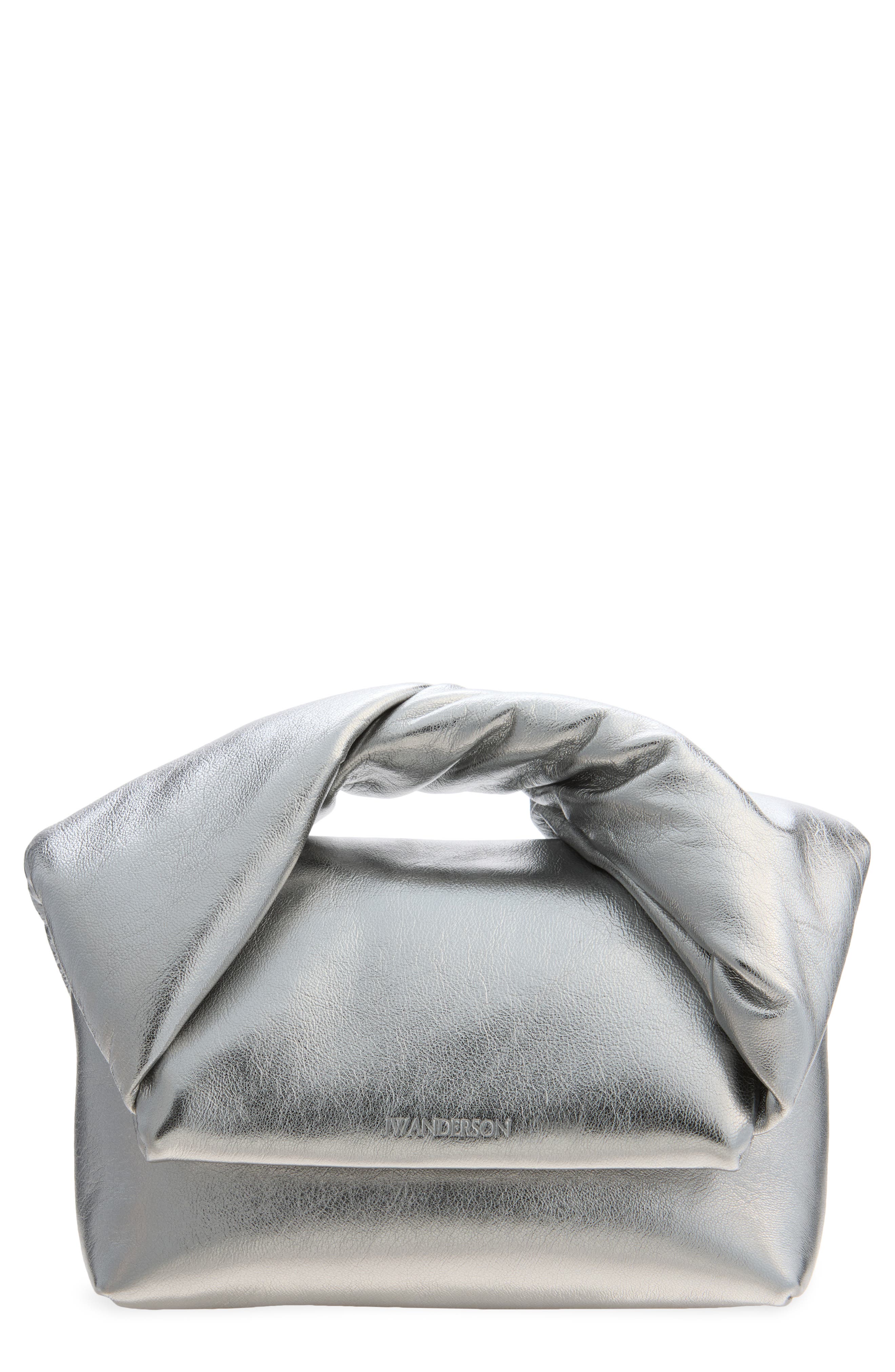 Small Twister Leather Crossbody Bag, Main, color, SILVER 910