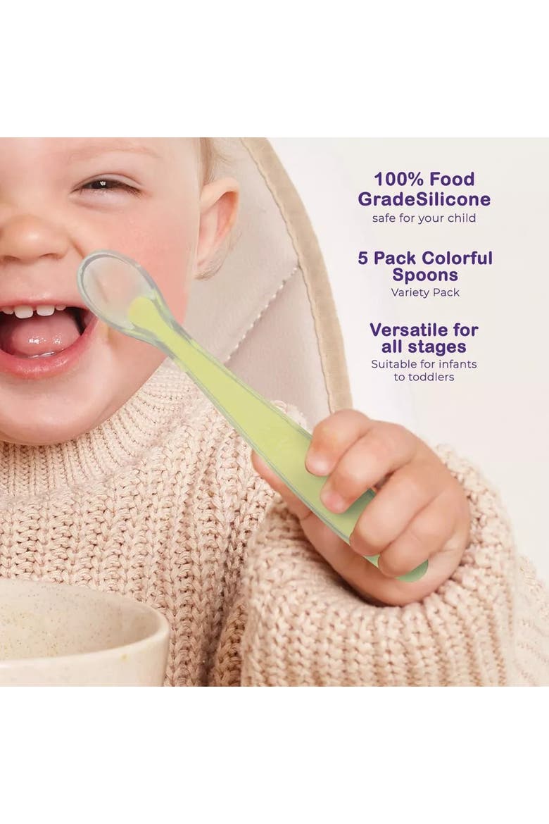 Silicone Baby Feeding Spoon Set, 5-Piece, Alternate, color, Multicolor