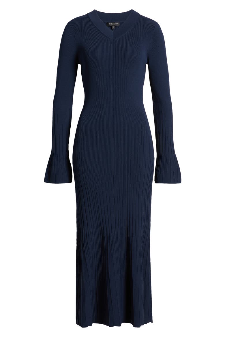 Austen Long Sleeve Rib Sweater Dress, Alternate, color, NAVY