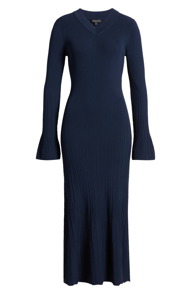 rag & bone Austen Long Sleeve Rib Sweater Dress, Alternate, color, Navy