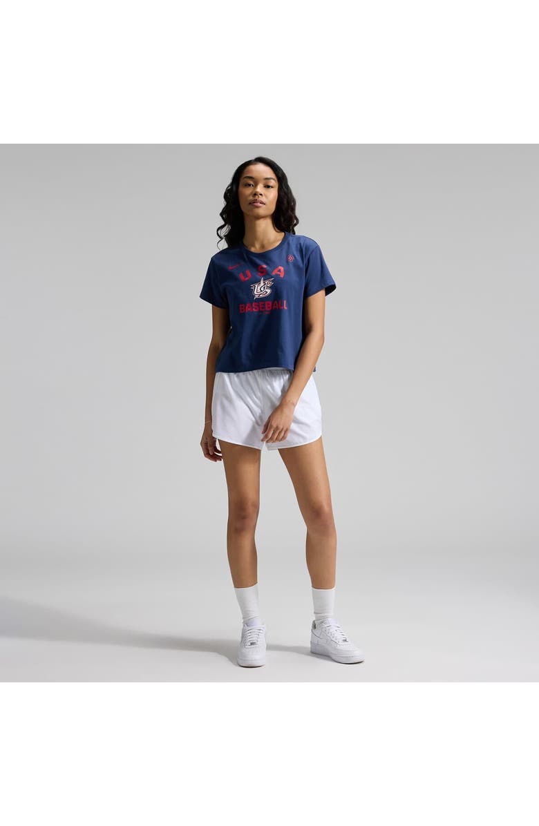 Nike Women's Nike Navy USA Baseball 2026 World Baseball Classic Mod Cropped T-Shirt, Alternate, color, Navy