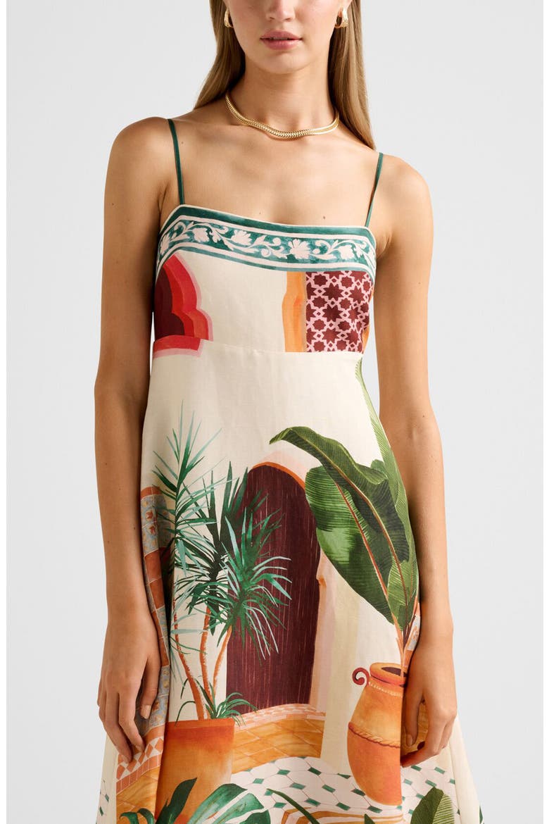 Bianca Print Linen Blend Midi Dress, Alternate, color, CASABLANCA HOLIDAY
