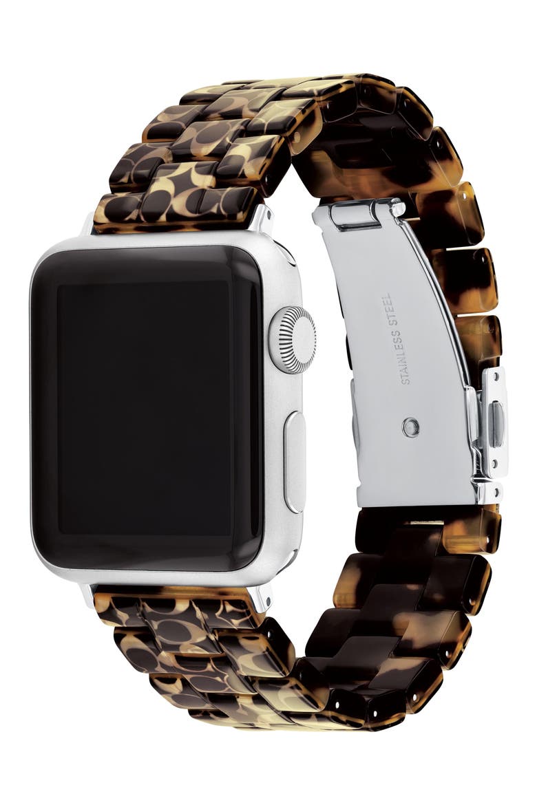 Signature Acetate Apple Watch® Watchband, Alternate, color, BROWN