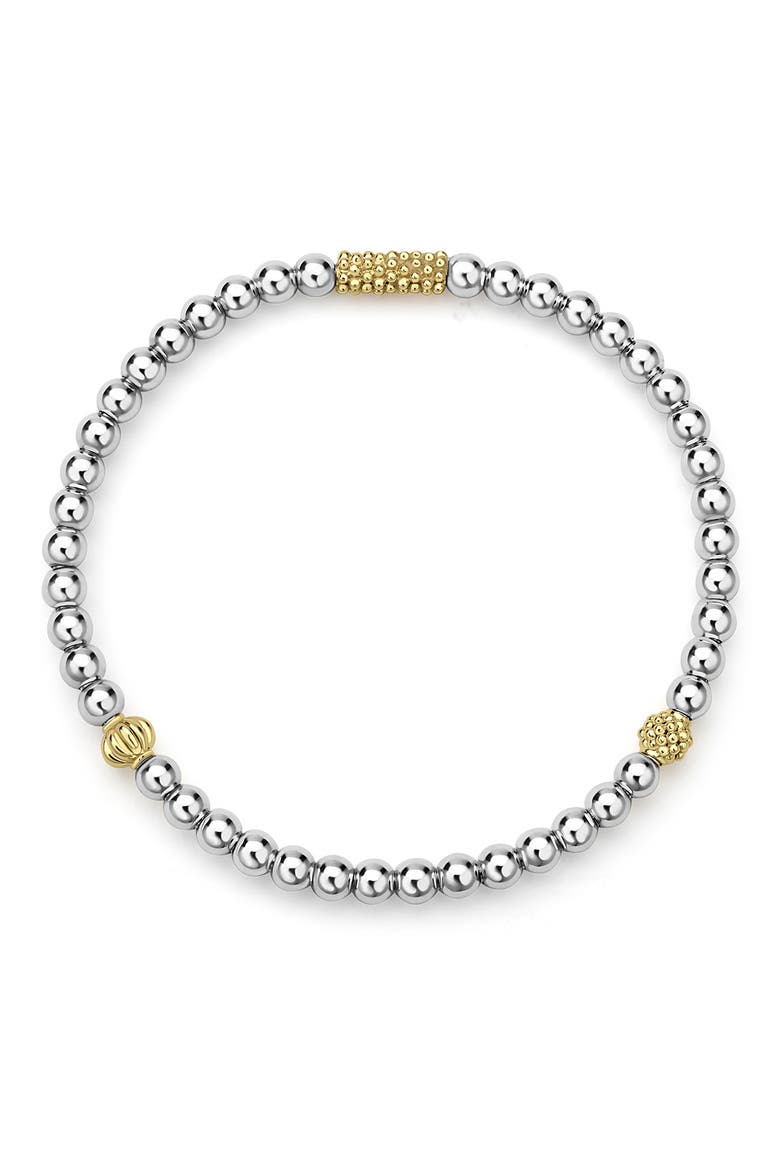 Two-Tone Caviar Icon Stretch Bracelet, Alternate, color, SILVER/ GOLD