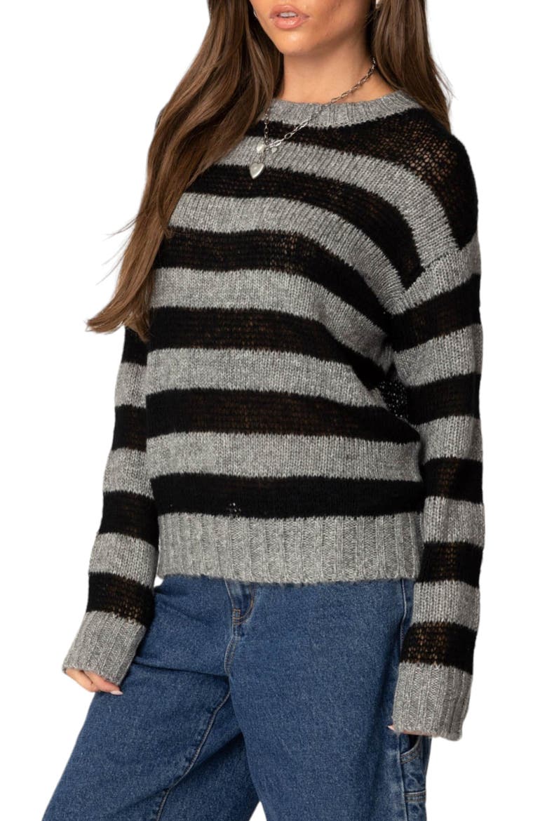 Stripe Sweater, Alternate, color, BLACK/GREY