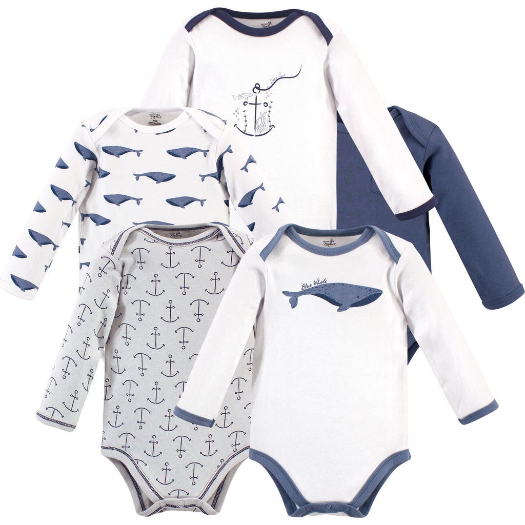 Touched By Nature Organic Cotton Long-sleeve Bodysuits In Multi
