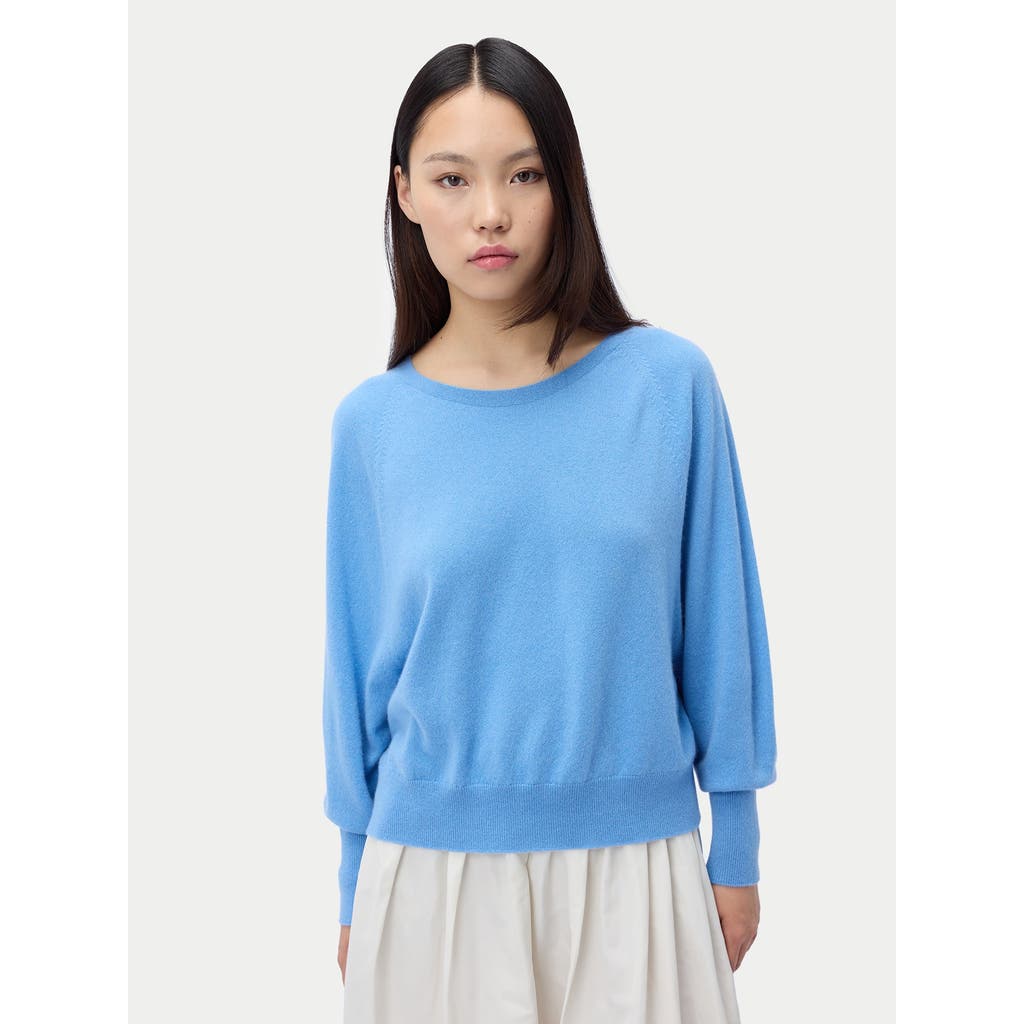 Gobi Mongolian Cashmere Silk Cashmere Crew Neck Top In Blue