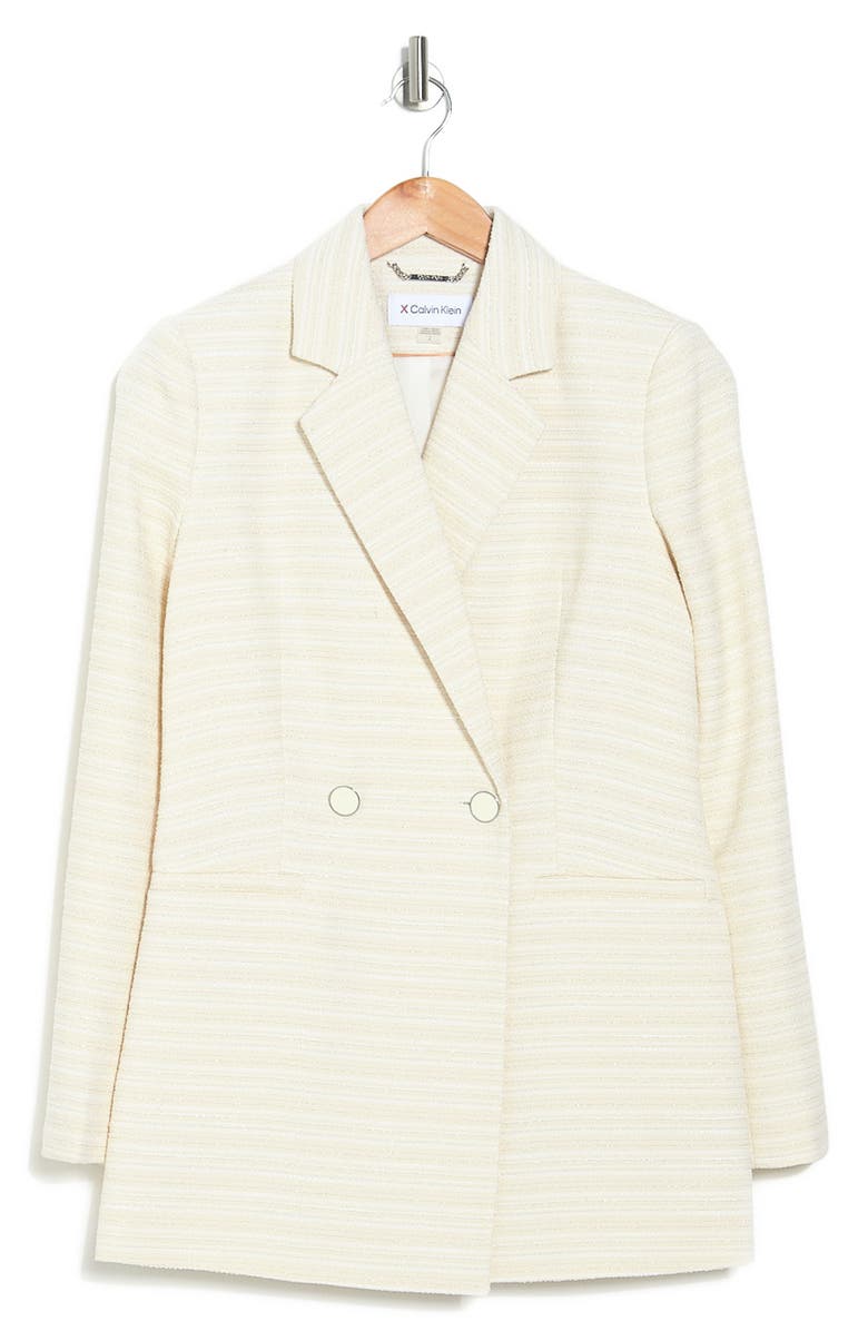 Calvin Klein Double Breasted Tweed Blazer, Alternate, color, 