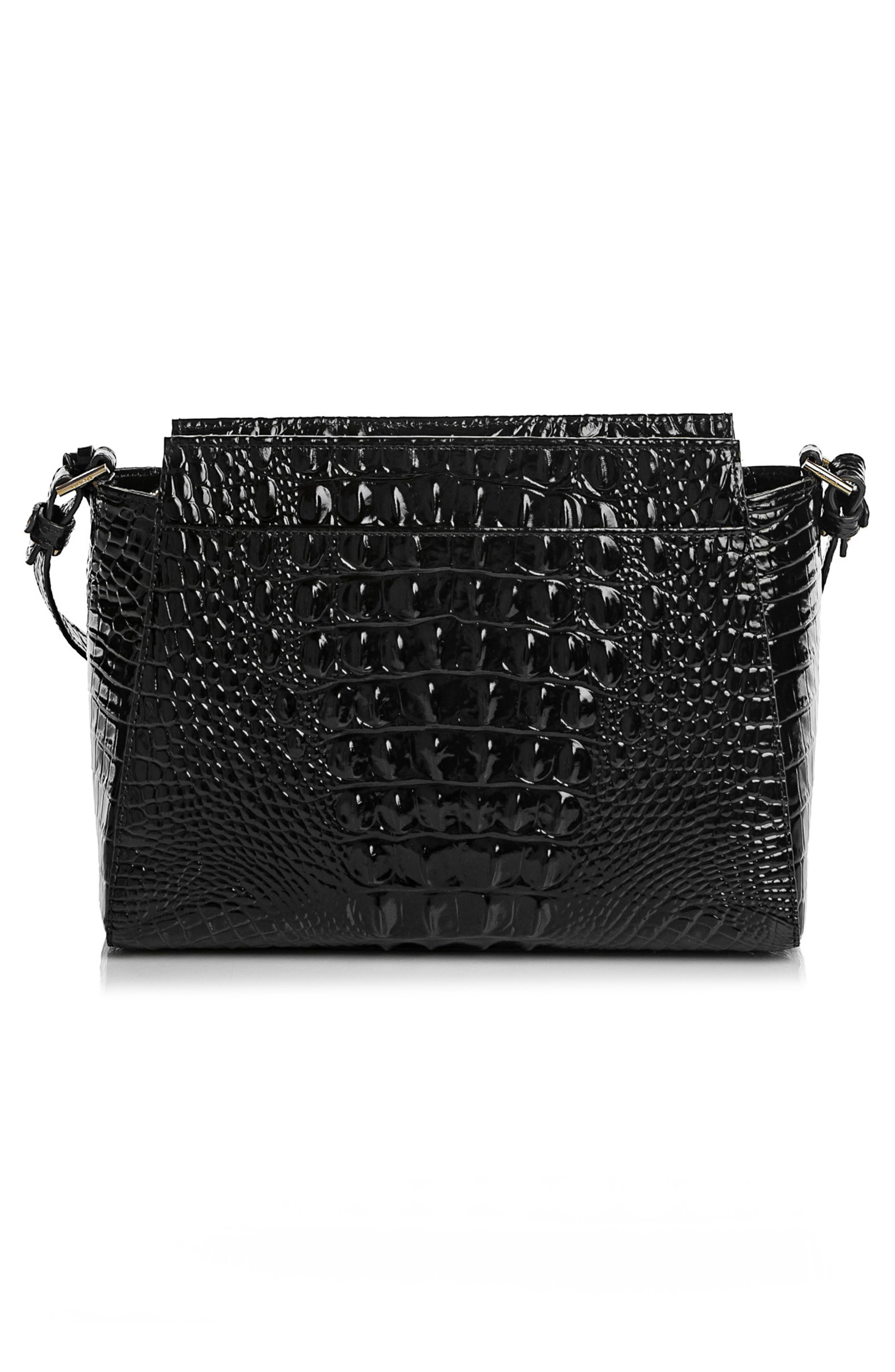 Brahmin Hillary Croc Embossed Leather Crossbody Bag, Alternate, color, Black